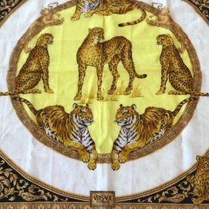 Versace Yellow and Gold Animal Print Scarf